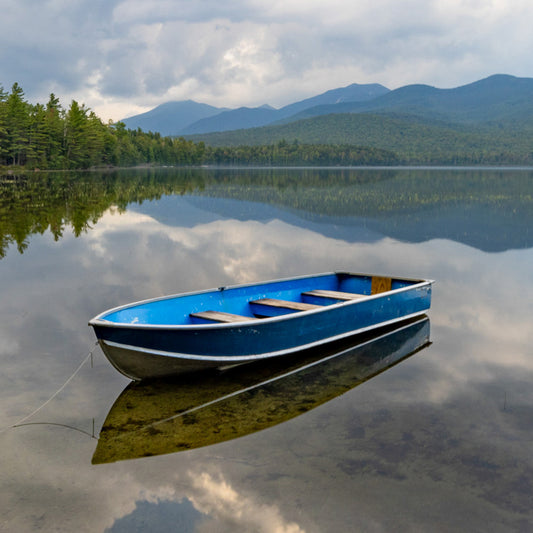 Row Boat on Clear Pond, Adirondacks Stone Coaster Set
