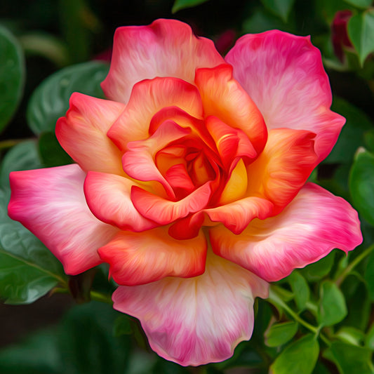 Orange & Pink Hybrid Tea Rose Stone Coaster Set