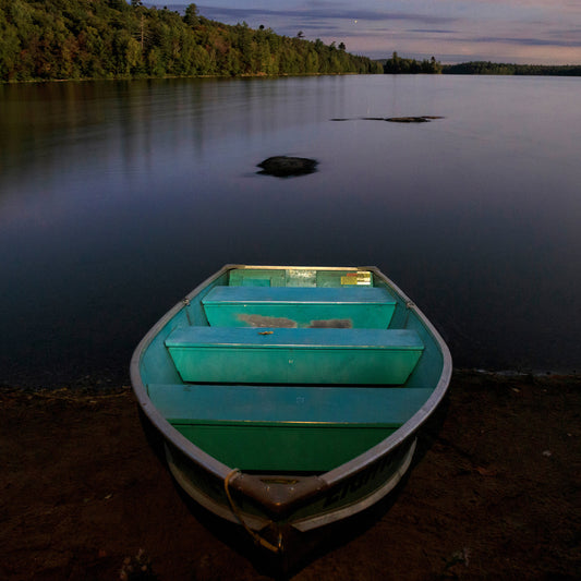 Row Boat on Eighth Lake - Inlet, NY Adirondacks Stone Coaster Set
